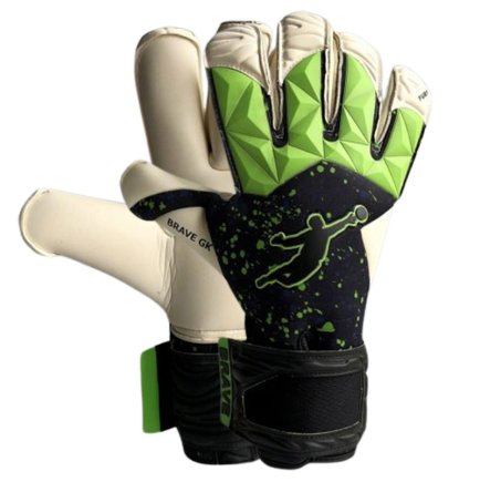 Воротарські рукавиці Brave GK FURY 2.0 GREEN PAINT DROPS колір: салатовий / чорний