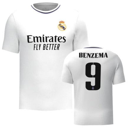 Футболка Реал Мадрид Бензема 9 (Real Madrid Benzema 9) 2022-2023 игровая/повседневная 10228110 цвет: белый