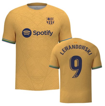 Футболка Барселона Левандовски 9 (Barcelona Lewandowski 9) 2022-2023 игровая/повседневная 11220403 цвет: желтый