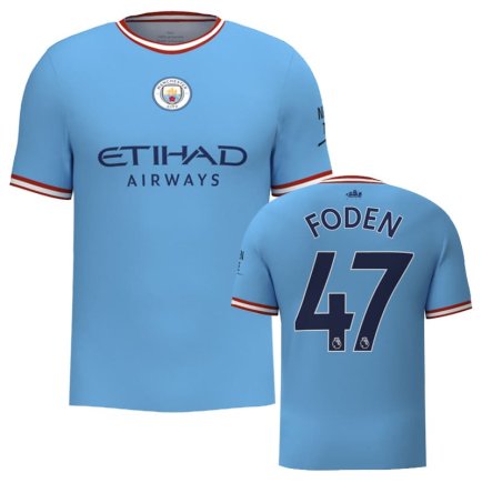 Футболка Манчестер Сити Фоден 47 (Manchester City Foden 47) 2022-2023 игровая/повседневная 11223211 цвет: голубой