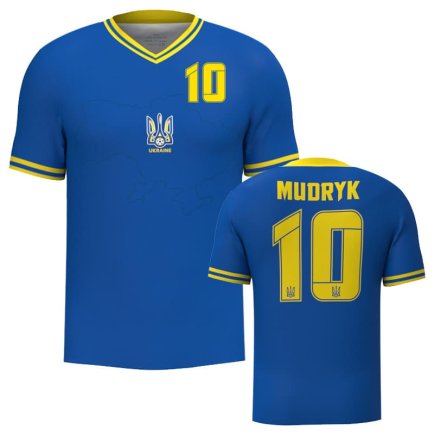 Футболка Украина Мудрик 10 (Mudryk 10 Ukraine) 2023-2024 игровая/повседневная 11229404 цвет: синий