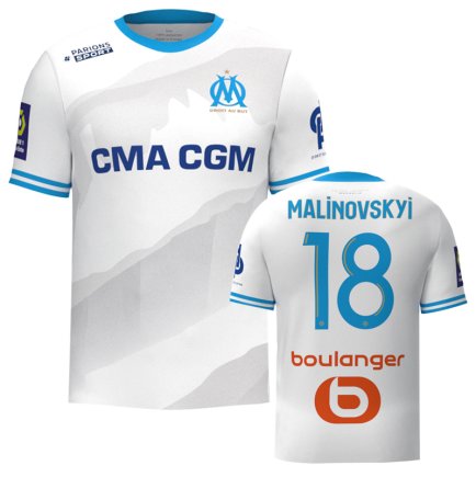 Новая Футболка Олимпик Марсель Малиновский 18 (Olympic Marseille Malinovskyi 18) 2023-2024 игровая/повседневная 12224710 цвет: белый