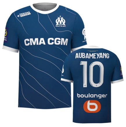 Новая Футболка Олимпик Марсель Обамеянг 10 (Olympic Marseille Aubameyang 10) 2023-2024 игровая/повседневная 12225512 цвет: темно-синий