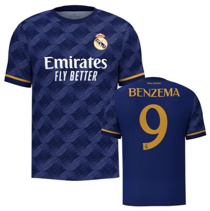 Новая Футболка Реал Мадрид Бензема 9 (Real Madrid Benzema 9) 2023-2024 игровая/повседневная 12226112 цвет: темно-синий