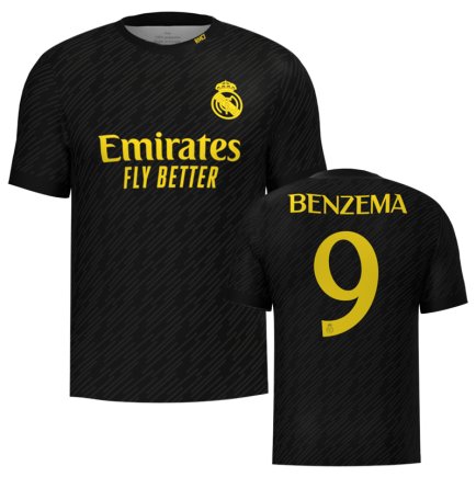 Футболка Реал Мадрид Бензема 9 (Real Madrid Benzema 9) 2023-2024 игровая/повседневная 13221001 цвет: черный