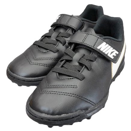 Сороконожки Nike TIEMPOX RIO III (V) TF 819194-010 детские цвет: черный/белый (официальная гарантия)