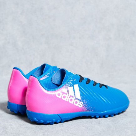Сороконожки Adidas X 16.4 TF J BB5725 детские цвет:голубой/розовый (официальная гарантия)