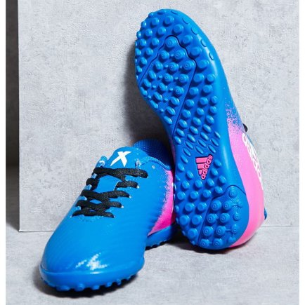 Сороконожки Adidas X 16.4 TF J BB5725 детские цвет:голубой/розовый (официальная гарантия)