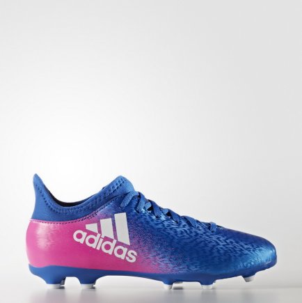 Бутсы Adidas X 16.3 FG J BB5695 детские цвет: голубой/розовый (официальная гарантия)