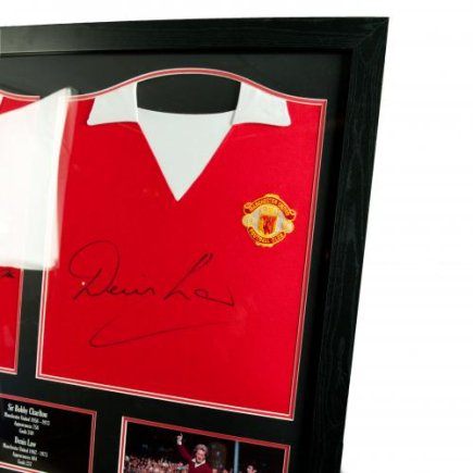 Футболка с автографом Манчестер Юнайтед Чарльтон и Лоу Manchester United F.C. Charlton & Law (двойная рамка)