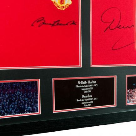 Футболка з автографом Манчестер Юнайтед Чарльтон та Лоу Manchester United F.C. Charlton & Law (Подвійна рамка)