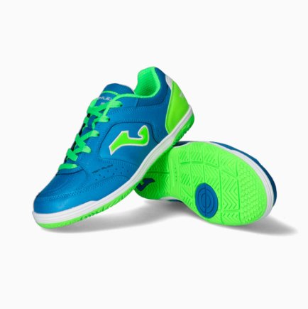 Обувь для зала (футзалки) Joma TOP FLEX JR 904 TOPJW.904.IN детские цвет: синий/салатовый (официальная гарантия)