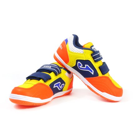 Обувь для зала (футзалки Джома) Joma TOP FLEX TPJW2116.INV детские цвет: желтый/синий/оранжевый