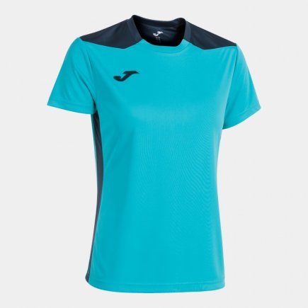 Футболка ігрова Joma CHAMPIONSHIP VI 901265.013 жіноча колір: бирюзовий/темно-синій