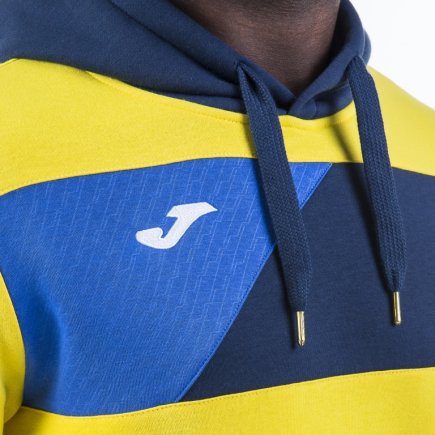 Толстовка Joma CREW II 100760.903 з капюшоном колір: синій/блакитний/жовтий