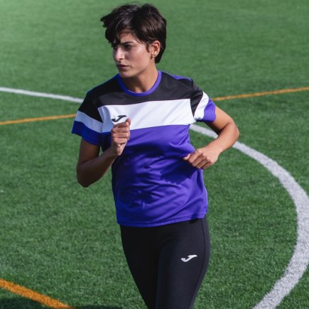 Футболка жіноча Joma CREW IV WOMAN 901039.551 колір: фіолетовий/чорний/білий