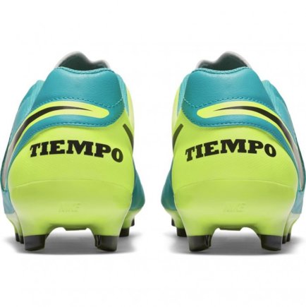 Бутсы Nike Tiempo Genio II Leather FG 819213-307 цвет: бирюзовый/желтый (официальная гарантия)