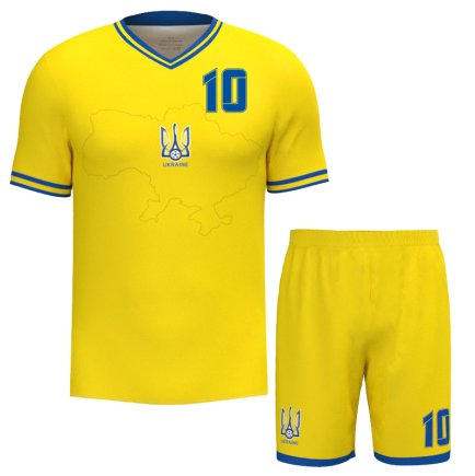 Футбольная форма Украина з гербом Мудрик 10 (Ukraine Mudryk 10) 2023-2024 игровая/повседневная 11229703 цвет: желтый