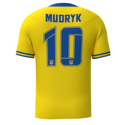 Футболка Украина з гербом Мудрик 10 (Ukraine Mudryk 10) 2023-2024 игровая/повседневная 11229803 цвет: желтый