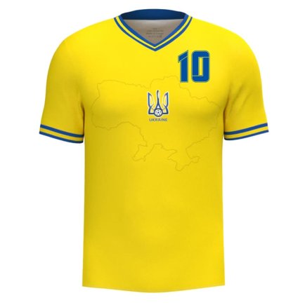 Футболка Украина з гербом Мудрик 10 (Ukraine Mudryk 10) 2023-2024 игровая/повседневная 11229803 цвет: желтый