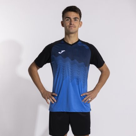 Футболка ігрова Joma TIGER VI 103679.701 колір: чорний/блакитний