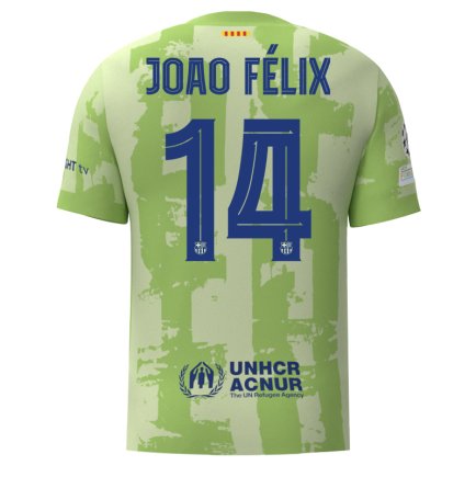 Футболка Барселона Жоау Феликс 14 (Barcelona Joao Félix 14) 2024-2025 игровая/повседневная 152321070 цвет: зеленый