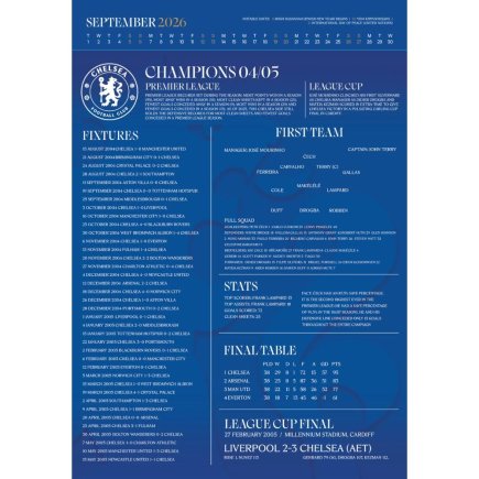 Календар ФК Челсі Chelsea FC А3 2026