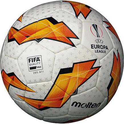М'яч футбольний Molten Official Match Ball of The UEFA Europa League F5U5003-G18 Розмір 5 біло-помаранчевий (офіційна гарантія)