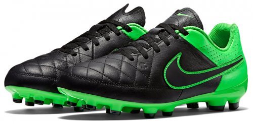 Бутсы Nike Tiempo Genio FG 630861-003 детские цвет: черный/зеленый (официальная гарантия)