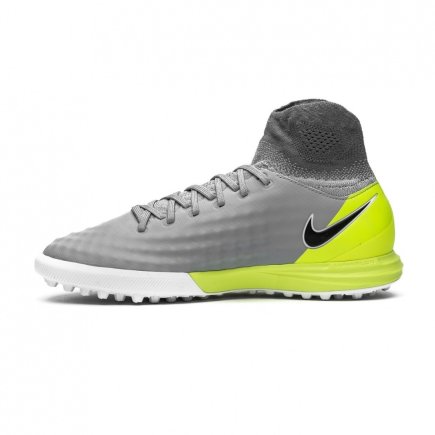 Сороконожки Nike JR MagistaX Proximo II DF TF 843956-004 детские цвет: серый/салатовый - Официальная Продукция