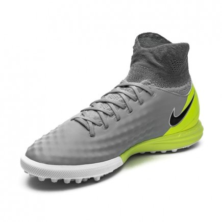 Сороконожки Nike JR MagistaX Proximo II DF TF 843956-004 детские цвет: серый/салатовый - Официальная Продукция