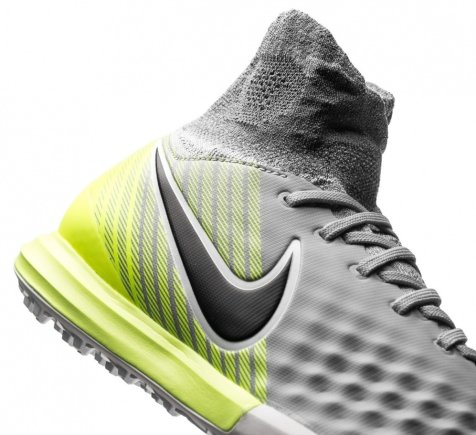 Сороконожки Nike JR MagistaX Proximo II DF TF 843956-004 детские цвет: серый/салатовый - Официальная Продукция