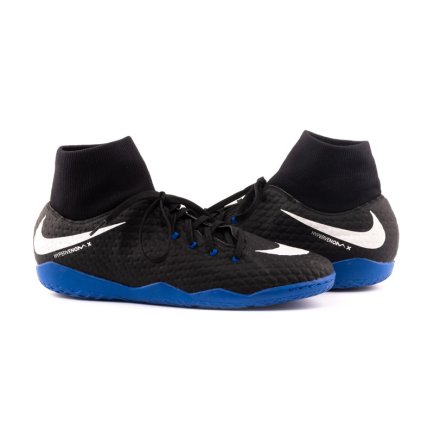 Обувь для зала (футзалки) Nike HypervenomX Phelon III DF IC 917768-002 цвет: черный/синий - Официальная Продукция