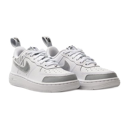 Кроссовки Nike FORCE 1 LV8 2 HO19 BP CK0829-100 подростковые цвет: белый/серый