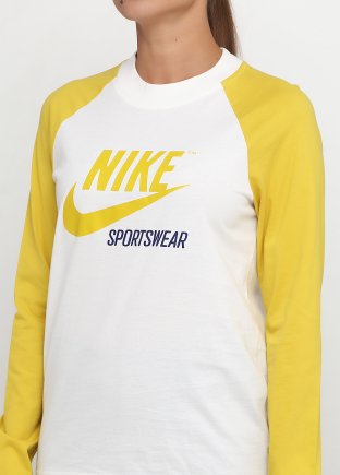 Спортивна кофта Nike W NSW TEE LS ARCHIVE 883521-133 жіночі колір: білий/жовтий