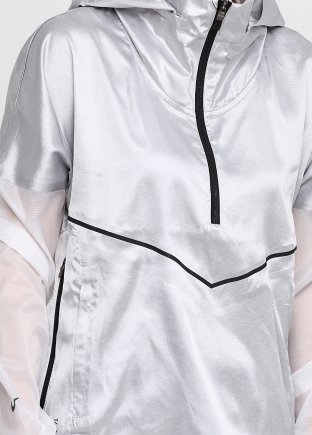 Спортивна кофта Nike W NK RN TCH PCK JKT HD WIND AT1128-095 жіночі колір: срібний/білий