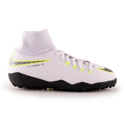 Сороконожки Nike JR PHANTOMX 3 ACADEMY DF TF AH7293-107 подростковые цвет: белый/черный - Официальная Продукция