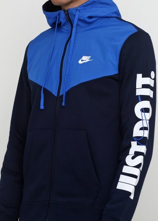 Спортивная кофта Nike M NSW HBR HOODIE FZ FLC 931900-451 цвет: синий/голубой