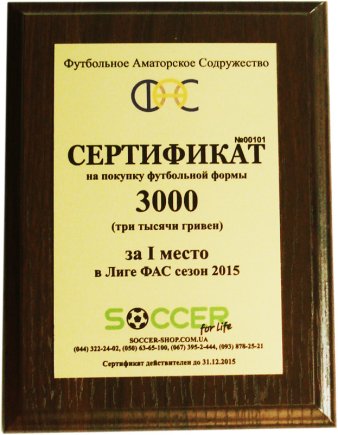 Подарочный Диплом-Сертификат 2000 грн металл на дереве под заказ с нанесением размер: 200*150 мм