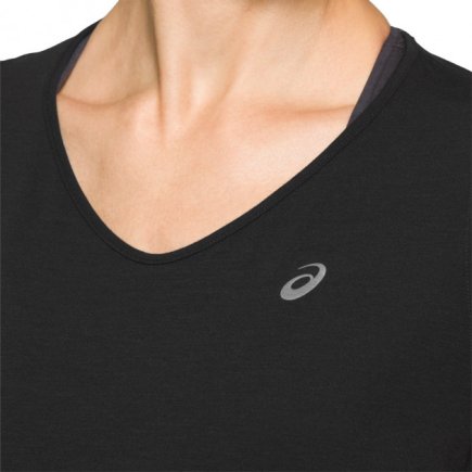 Футболка ASICS V-NECK SS TOP 2012A981-004 жіноча колір: чорний