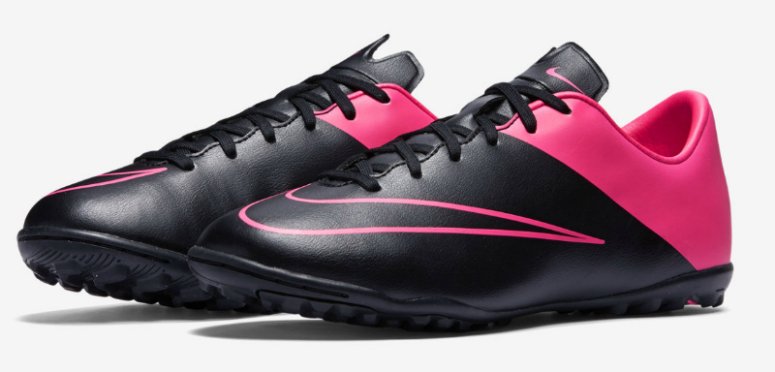 Сороконожки Nike JR Mercurial VICTORY V TF 651641-006 lдетские цвет: розовый/черный (официальная гарантия)