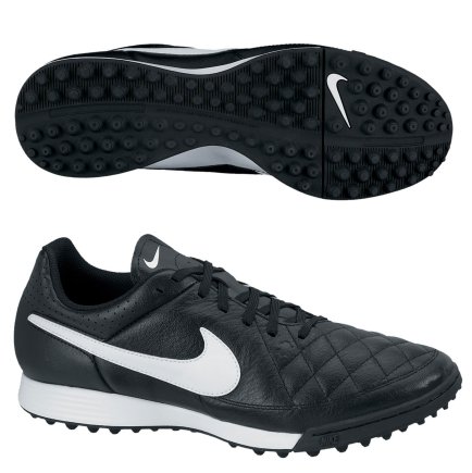 Сороконожки Nike JR Tiempo Genio Leather TF 631529-010 детские цвет: черный/белый (официальная гарантия)