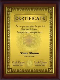 Диплом на металі (дерево) під замовлення з нанесенням розмір: 300*230 мм